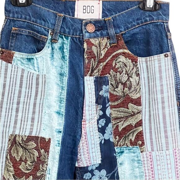 Urban Outfitters BDG High Waisted Wide Leg Boho Patchwork Jeans Size 25 - Picture 4 of 11